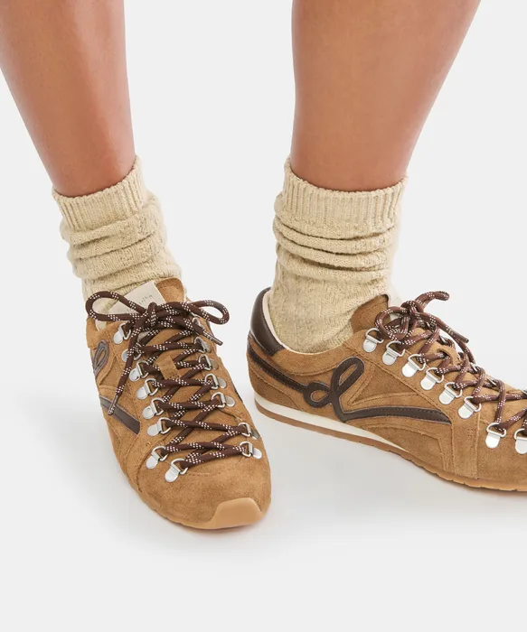 2 Pack Cable Texture Brown Multi Crew Socks — view 3