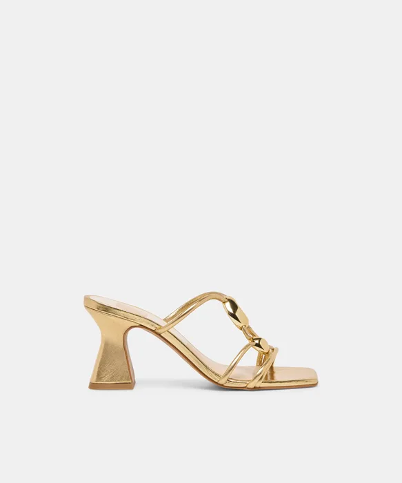 Alayna Gold Leather Heels — view 2
