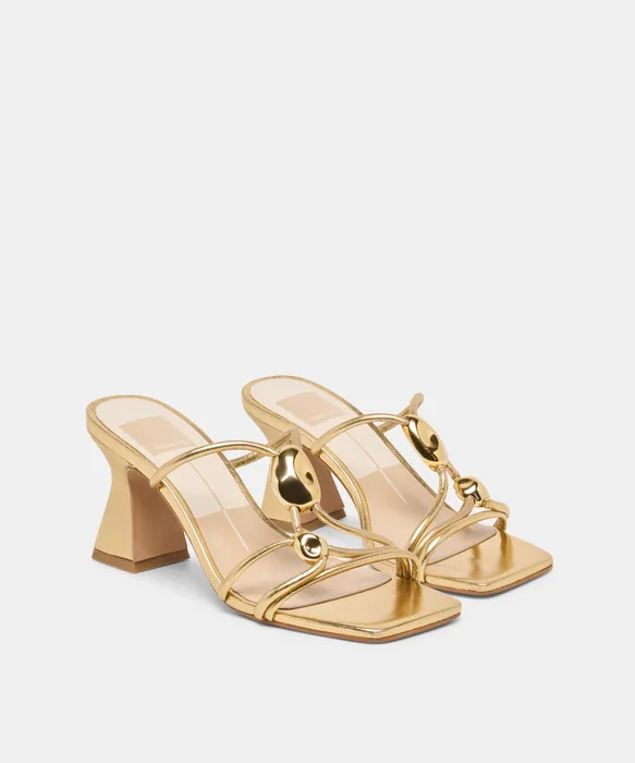 Alayna Gold Leather Heels — view 3