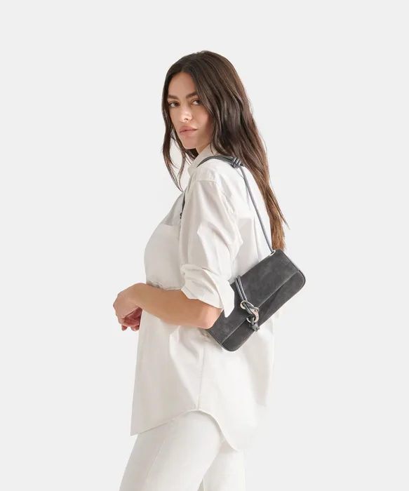 ALICE Gunmetal Suede Adjustable Shoulder Bag — view 3