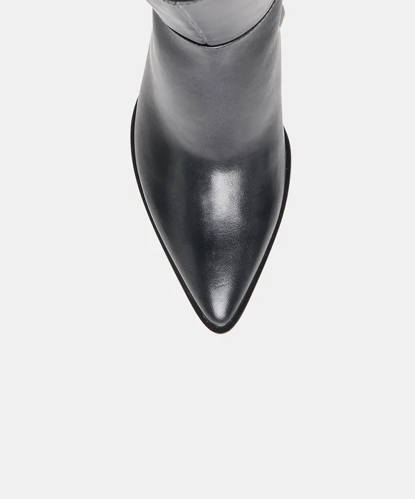 ALIMA Black Leather Kitten-Heel Knee-High Boots — view 4