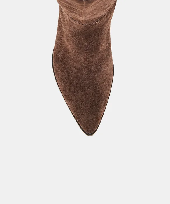 ALIMA Dk Brown Suede Kitten-Heel Knee-High Boots — view 4