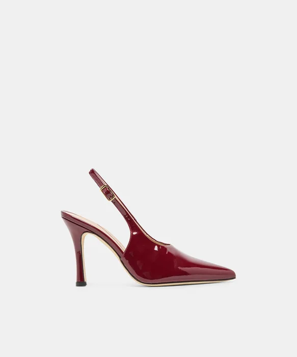 ALINNA Burgundy Patent Leather Closed-Toe Stiletto Heels — view 2