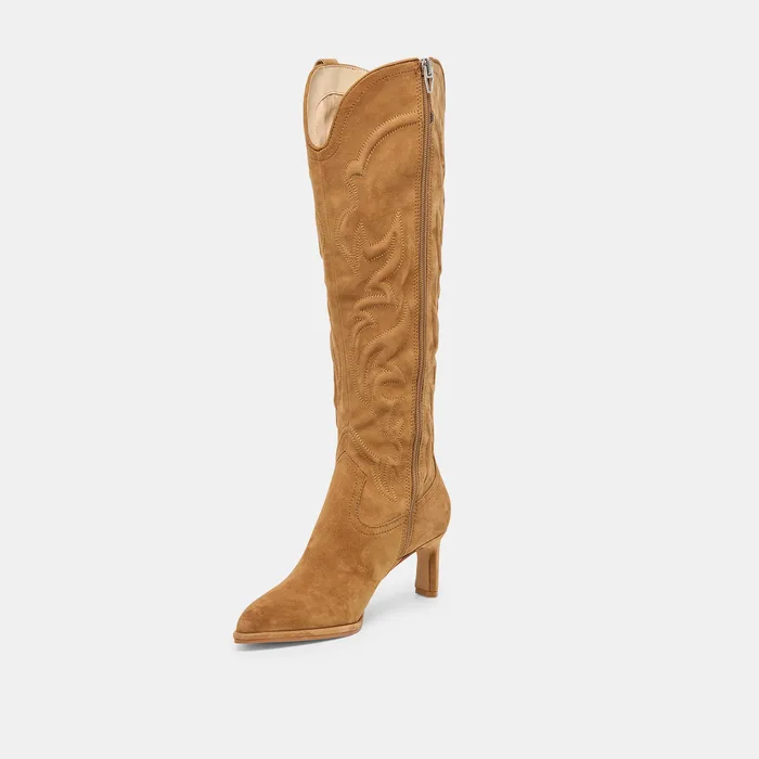 Alisa Lt Brown Suede Boots — view 5
