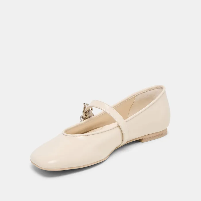 Alizza Creme Crinkle Patent Ballet Flats — view 7