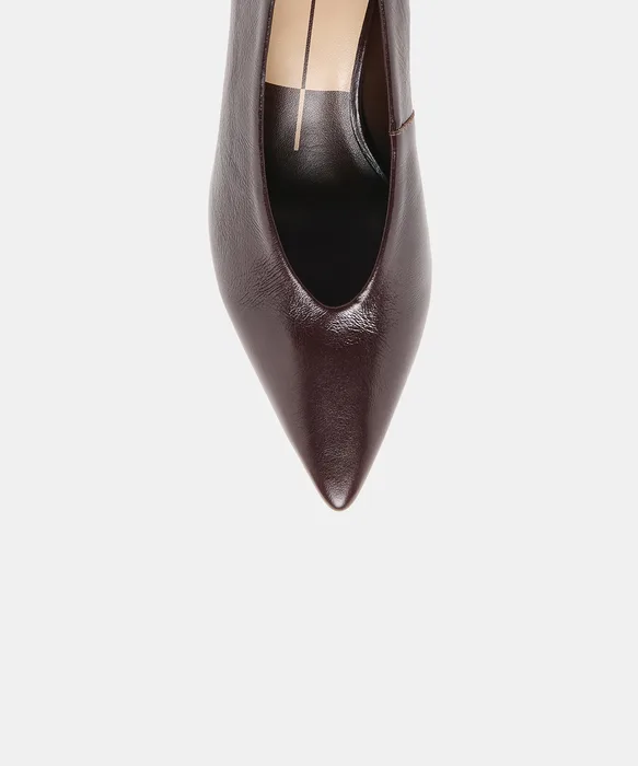 ALWYN Black Cherry Crinkle Patent Pointed-Toe Kitten Heels — view 4