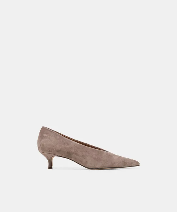 ALWYN Dove Suede Pointed-Toe Kitten Heels — view 2