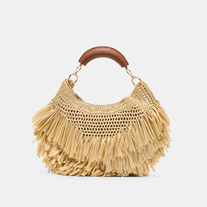 AMARILIS Natural Raffia Fringe Handbag — view 2