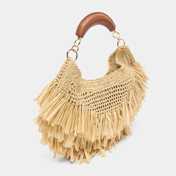 AMARILIS Natural Raffia Fringe Handbag — view 3