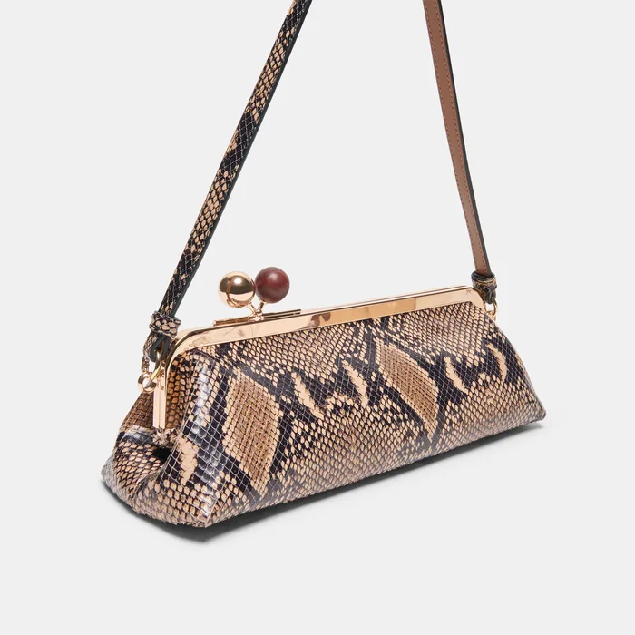AMBRIAA Tan Multi Snake Leather Baguette Shoulder Bag — view 4