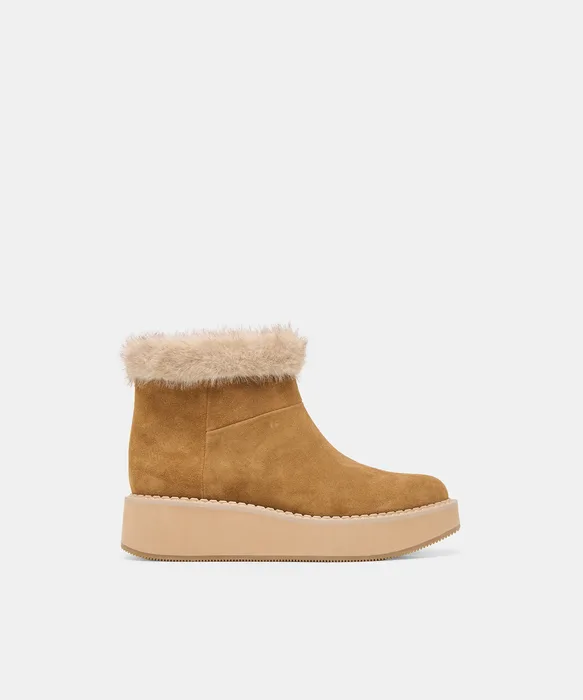 ANDERS H2O Lt Brown Suede Plush Platform Ankle Booties — view 2