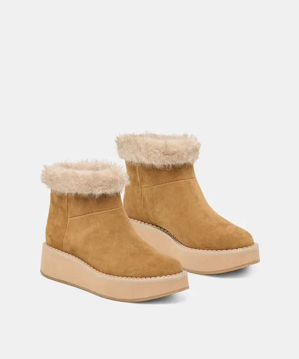 ANDERS H2O Lt Brown Suede Plush Platform Ankle Booties — view 3