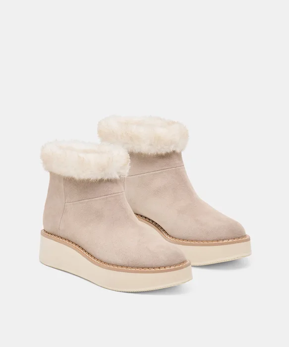 ANDERS H2O Taupe Suede Plush Platform Ankle Booties — view 3