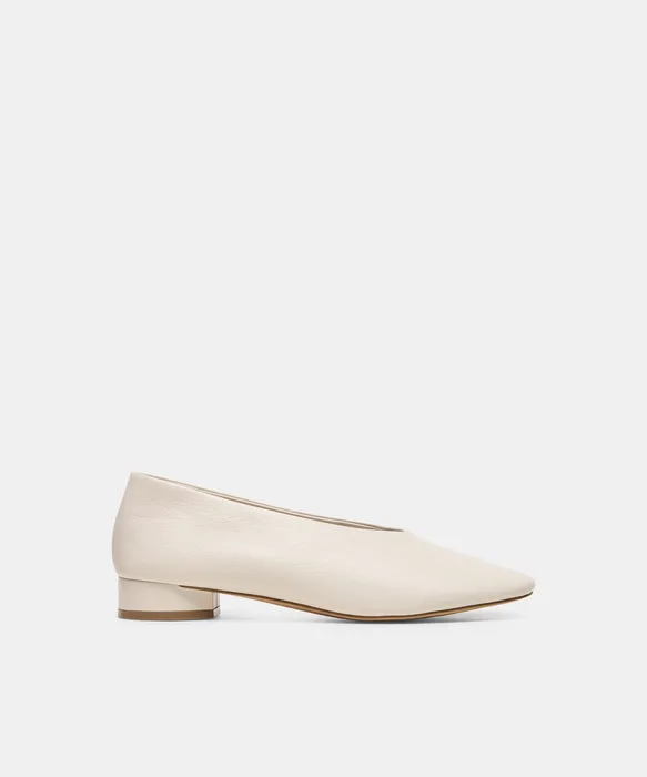 ANDEY Bone Leather Block-Heel Ballet Heels — view 2