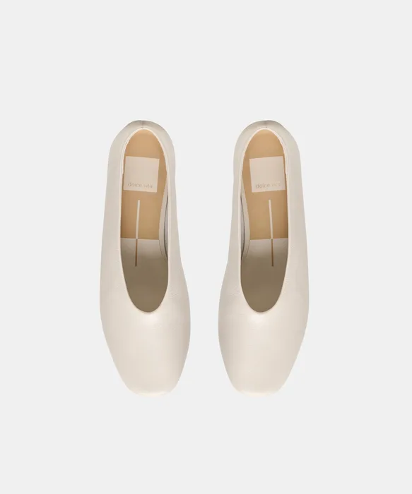 ANDEY Bone Leather Block-Heel Ballet Heels — view 4
