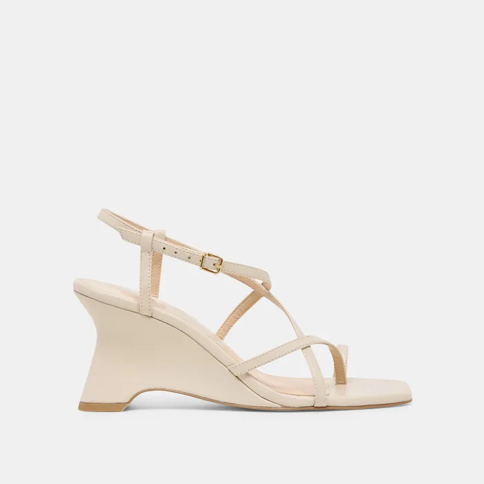 Aylee Cream Leather Wedges — view 2