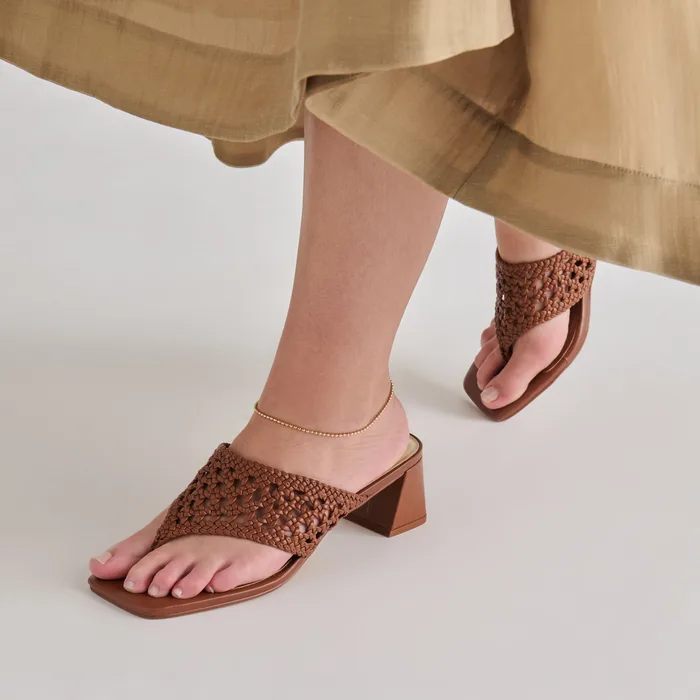Barlo Cognac Woven Stella Heels — view 5