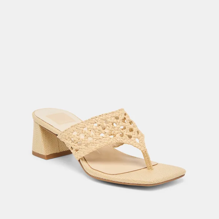 Barlo Lt Natural Woven Raffia Heels — view 4