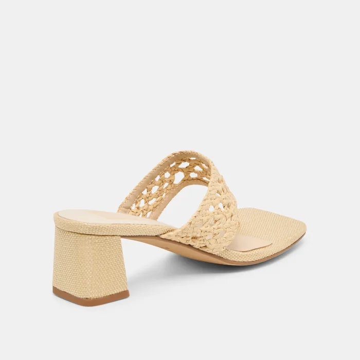 Barlo Lt Natural Woven Raffia Heels — view 6