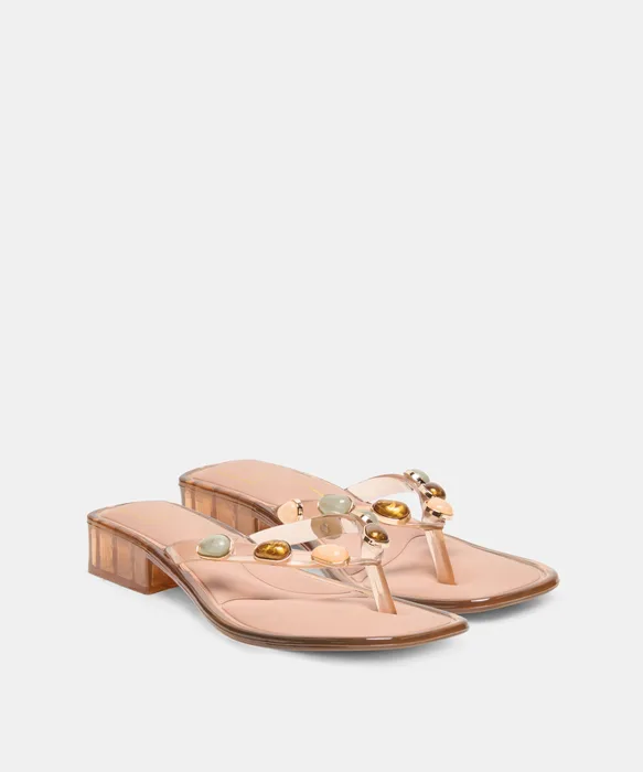 BARTY JELLY STONE Mocha Jelly Thong Block-Heel Sandals — view 3