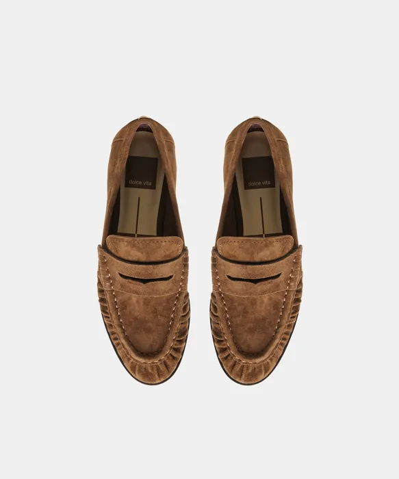 BAXEN Chestnut Suede Pointed-Toe Penny Loafers — view 4
