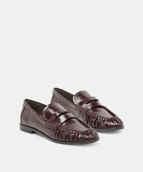 BAXEN Oxblood Leather Pointed-Toe Penny Loafers — view 3