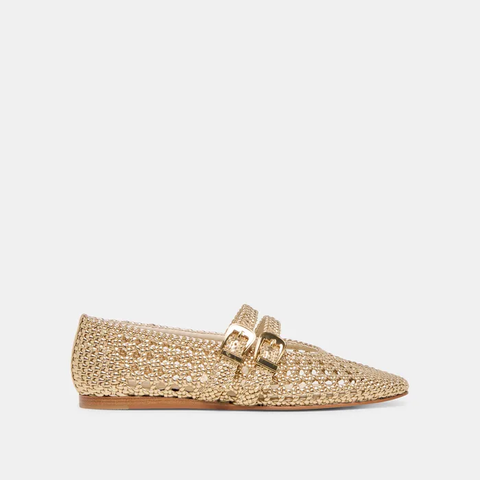 Baylee Gold Woven Stella Ballet Flats — view 2