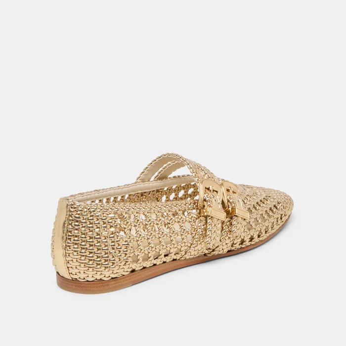 Baylee Gold Woven Stella Ballet Flats — view 5