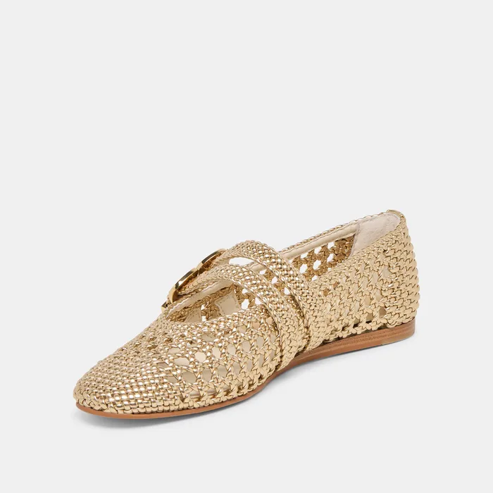 Baylee Gold Woven Stella Ballet Flats — view 7