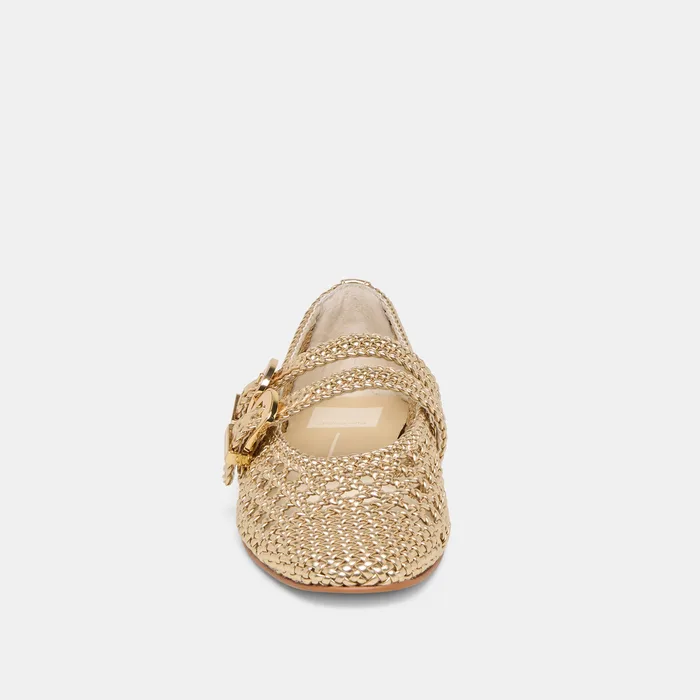 Baylee Gold Woven Stella Ballet Flats — view 9
