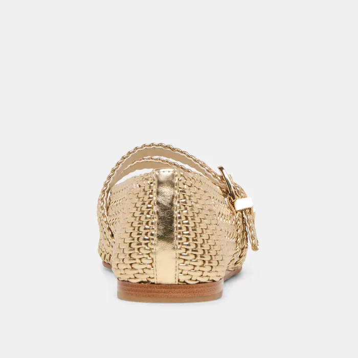 Baylee Gold Woven Stella Ballet Flats — view 10