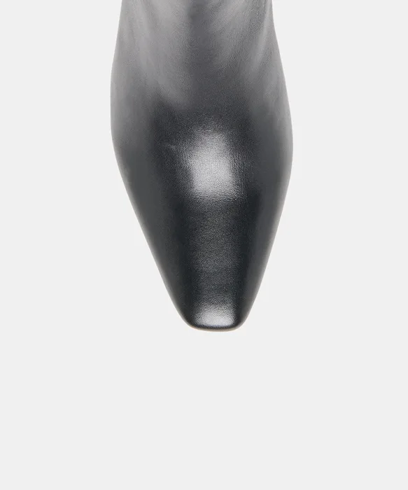 BAYRA Black Leather Wide Width Ankle Block Heel Ankle Booties — view 4