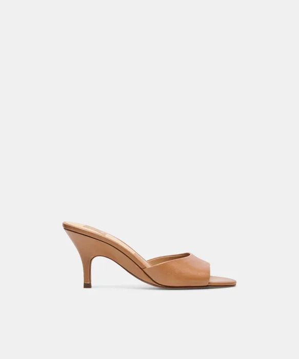 BELEN Tan Leather Open-Toe Sculptural Stiletto Heels — view 2