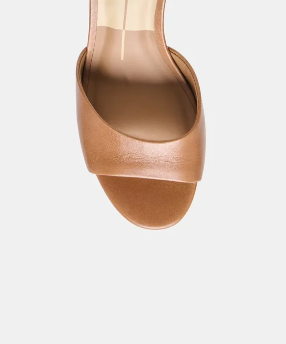 BELEN Tan Leather Open-Toe Sculptural Stiletto Heels — view 4