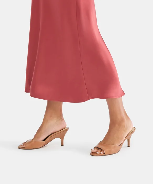 BELEN Tan Leather Open-Toe Sculptural Stiletto Heels — view 5