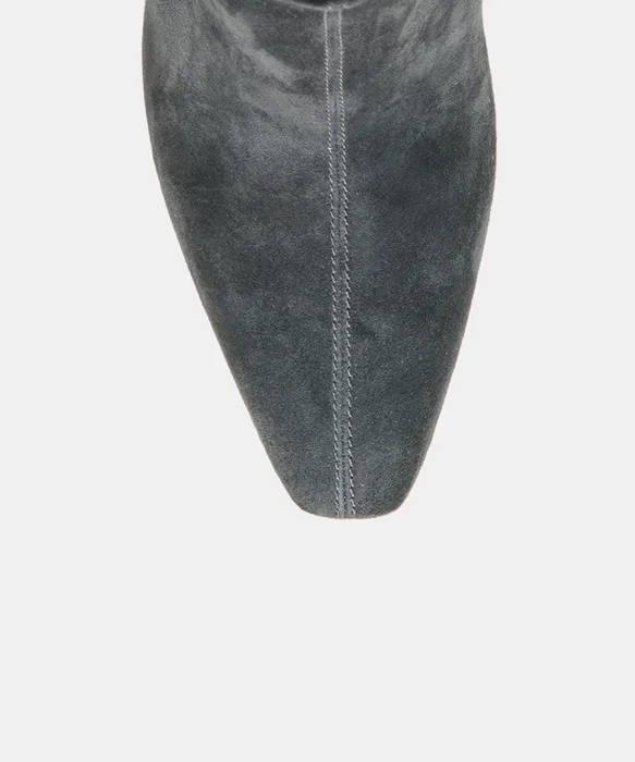 BENNET Anthracite Suede Block-Heel Almond-Toe Booties — view 4