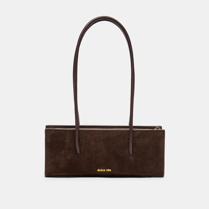 BESTIE Espresso Suede Top-Handle Small Handbag — view 5