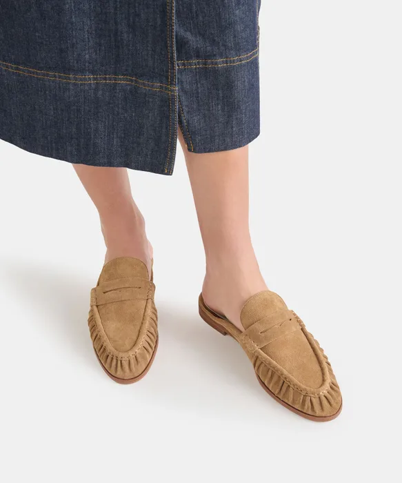 BETZY Lt Brown Suede Closed-Toe Slip-On Loafers — view 5