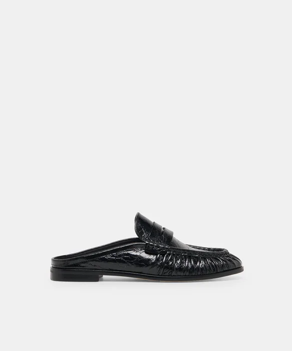 BETZY Midnight Crinkle Patent Closed-Toe Slip-On Loafers — view 2