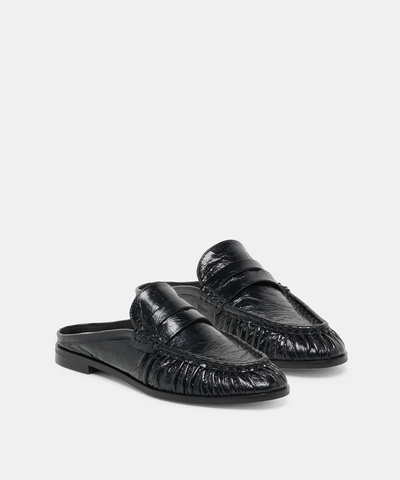 BETZY Midnight Crinkle Patent Closed-Toe Slip-On Loafers — view 3