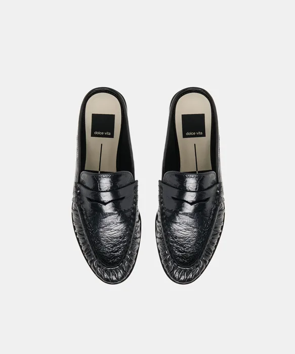 BETZY Midnight Crinkle Patent Closed-Toe Slip-On Loafers — view 5