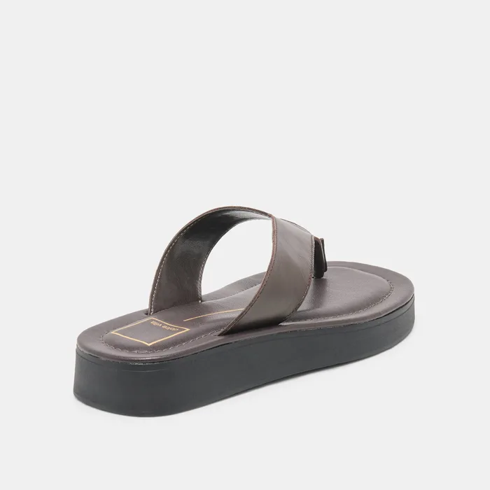 BLAYZE Dk Chocolate Leather Platform Flip-Flop Sandals — view 4
