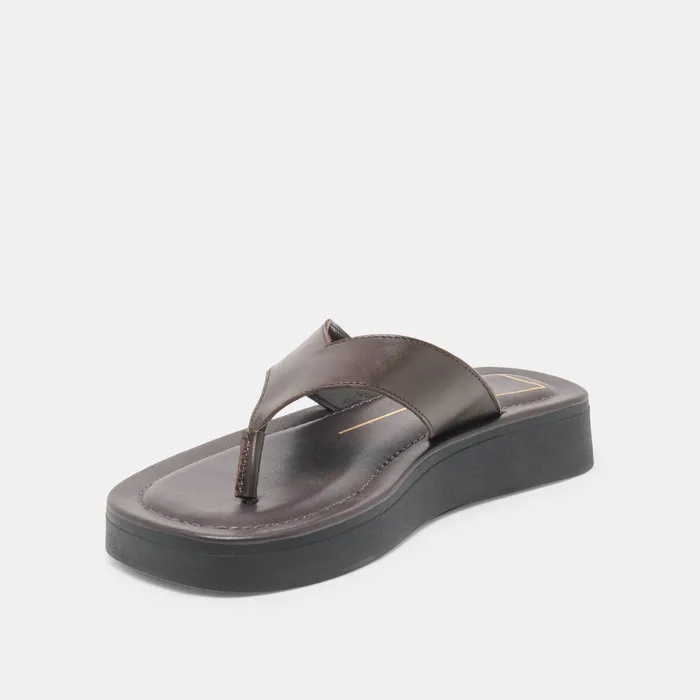 BLAYZE Dk Chocolate Leather Platform Flip-Flop Sandals — view 5