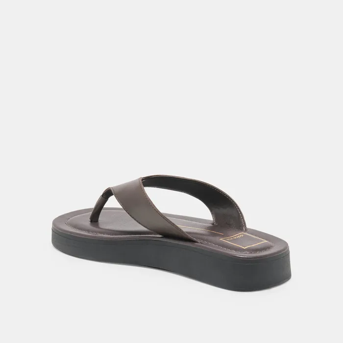 BLAYZE Dk Chocolate Leather Platform Flip-Flop Sandals — view 6