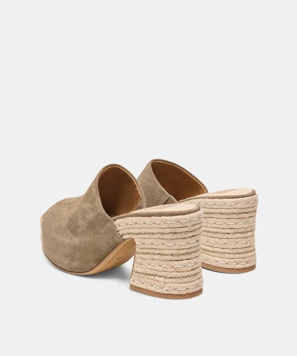 BOHDI ESPADRILLE HEELS OLIVE SUEDE