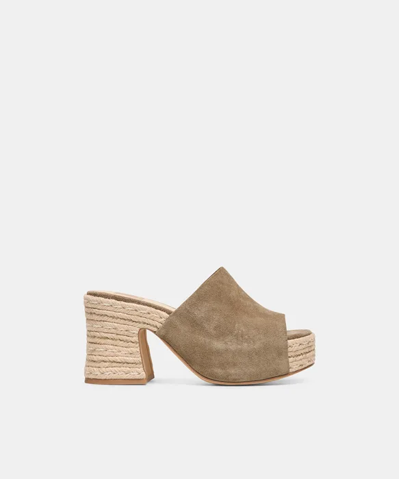 BOHDI ESPADRILLE Olive Suede Platform Heels — view 2