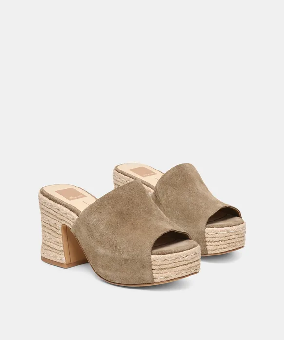 BOHDI ESPADRILLE Olive Suede Platform Heels — view 3
