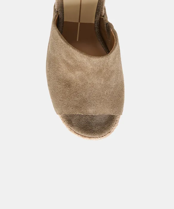 BOHDI ESPADRILLE Olive Suede Platform Heels — view 4