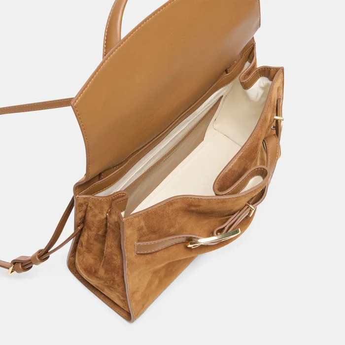 BORGO Dark Tan Suede Adjustable Crossbody Handbag — view 4
