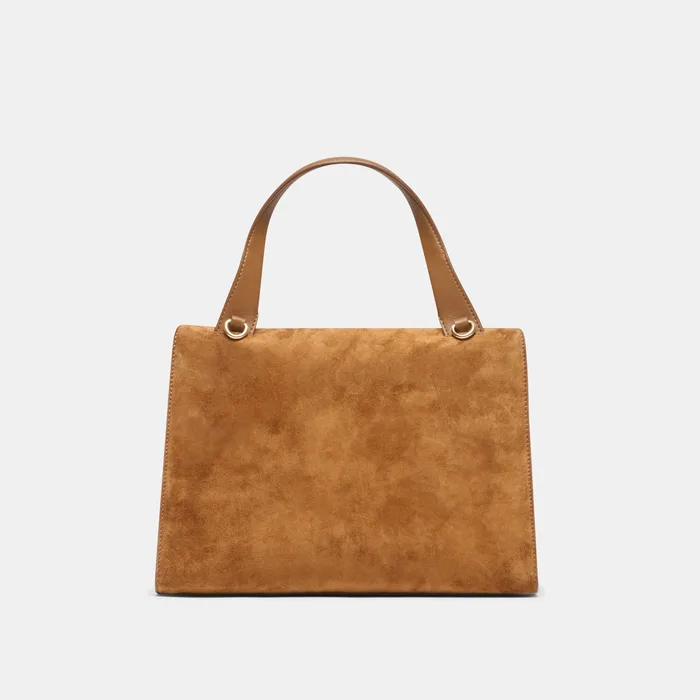 BORGO Dark Tan Suede Adjustable Crossbody Handbag — view 6